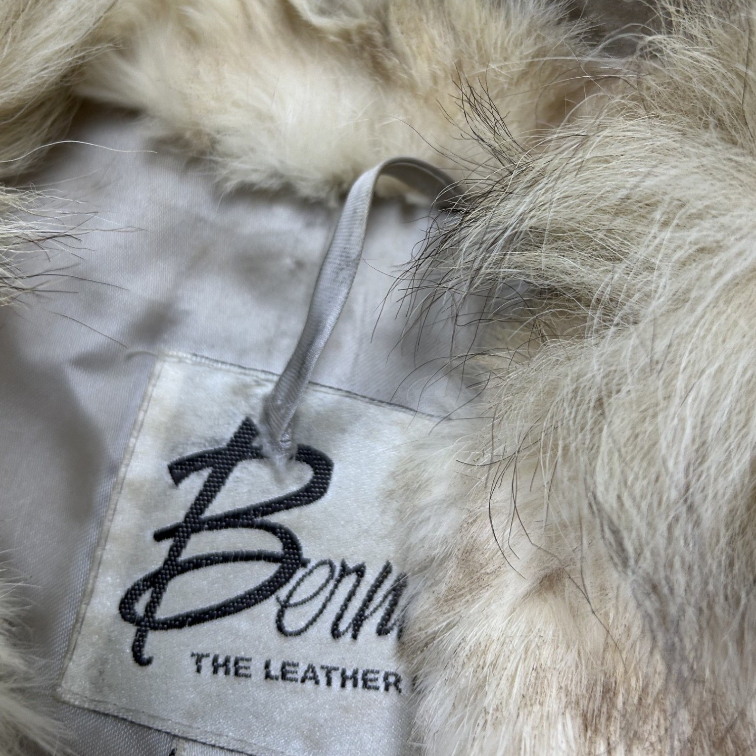 Rabbit Fur Coat Women M Cream Excellent Vintage Glamour Funnel Neck Luxury