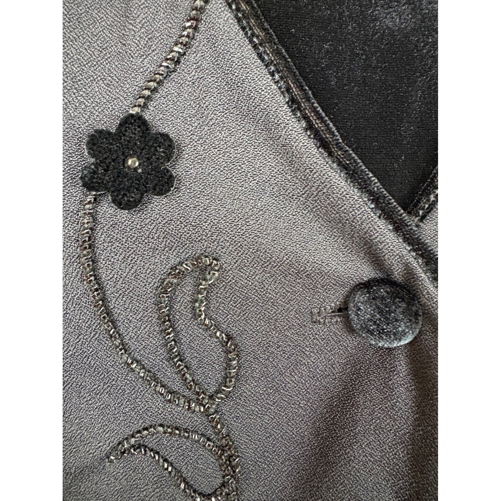 J.B.S. Ltd Vintage Velvet Midi Dress with Beaded Faux Vest Sz 12 Modest 80s 90s
