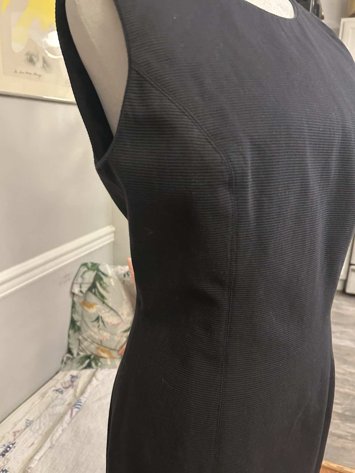 Vintage Barboglio Cristina Jan Dress Black Plunge Back Ribbed 8