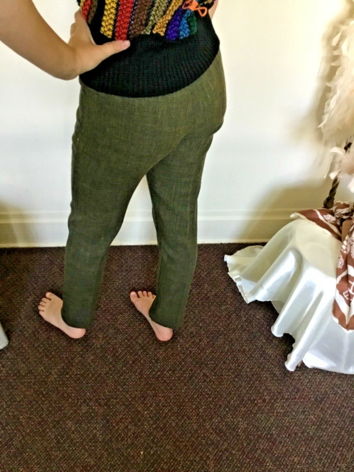 70’s Vintage Green Mod Mid-Rise Taped Leg Pants