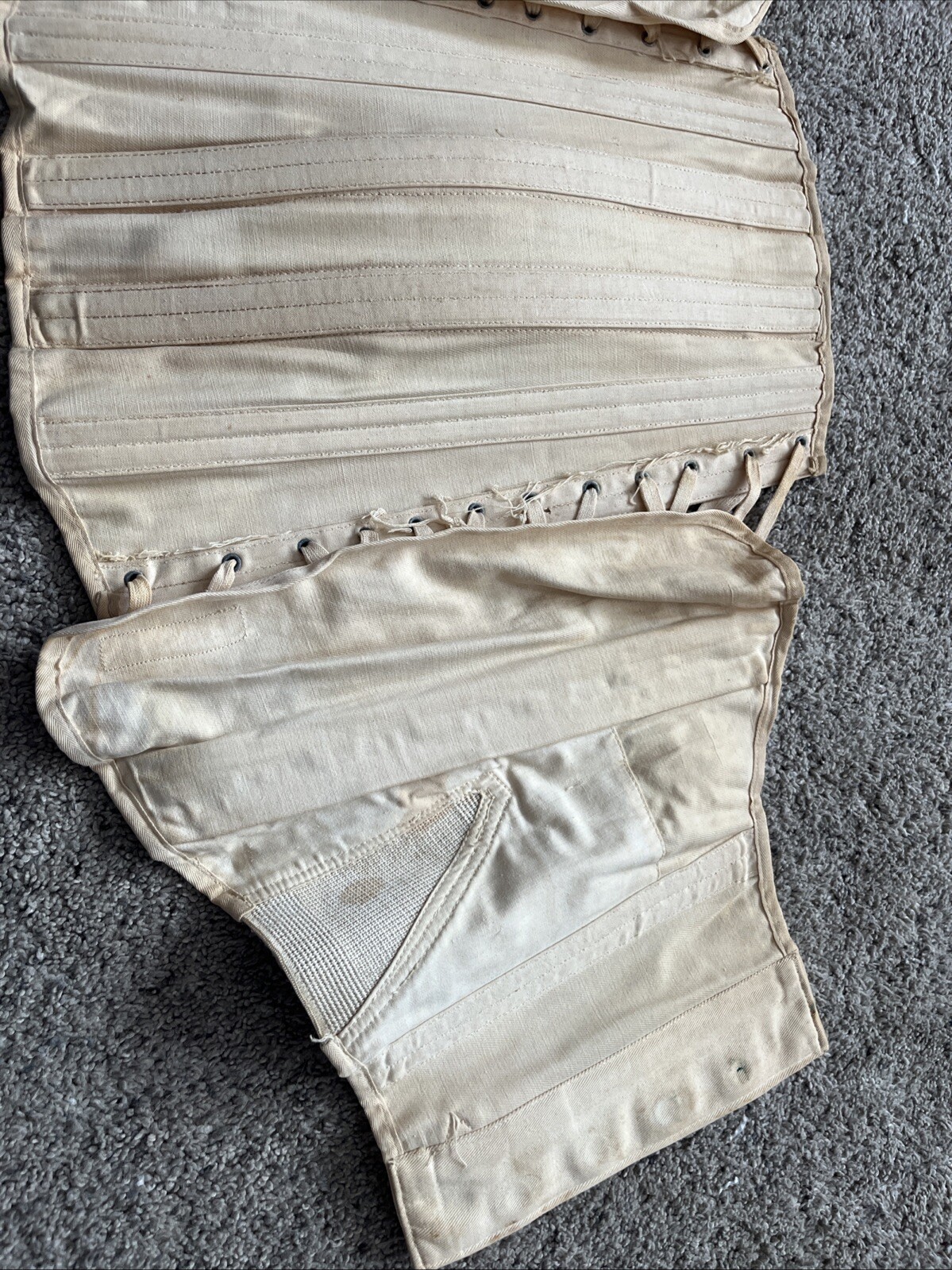 Vintage Antique Tru Fit Surg Appl Co. White Lace Up Corset Brace Collectible