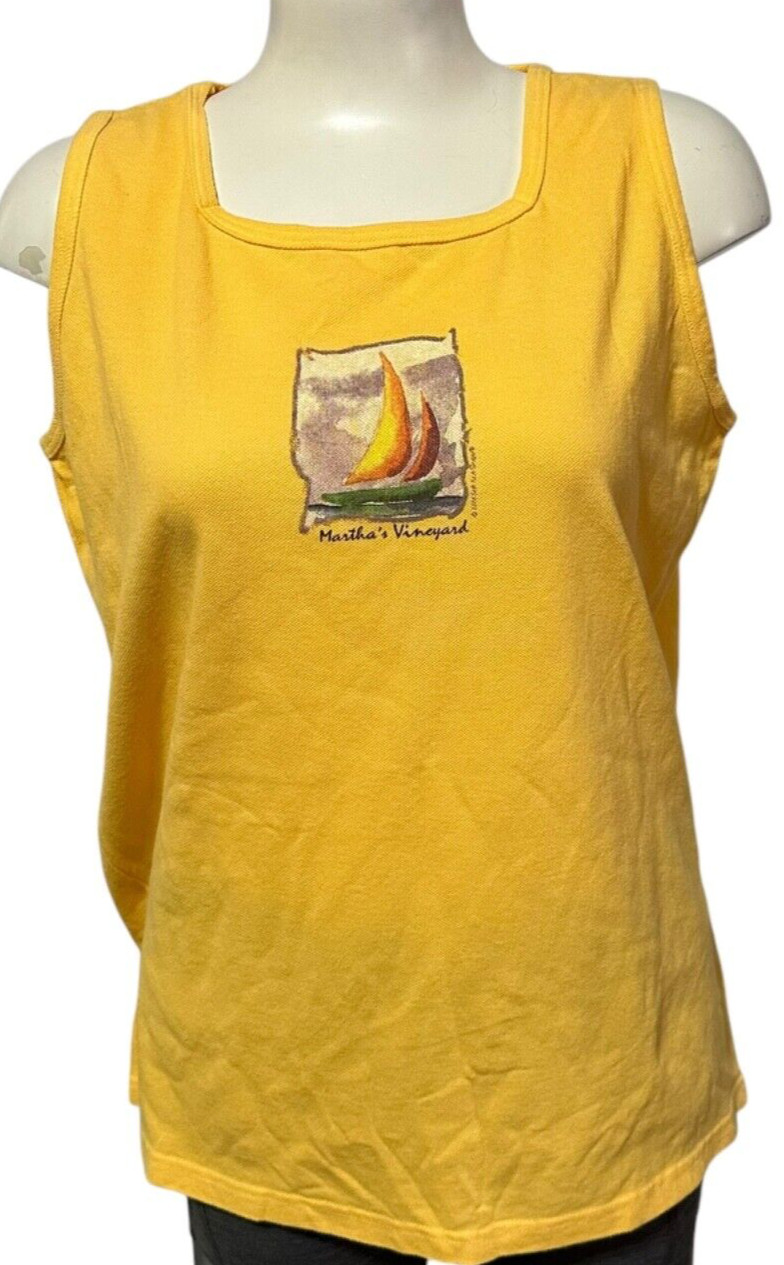 VINTAGE Martha’s Vineyard Women’s Shirt Sleeveless Size M – Made in USA 1998