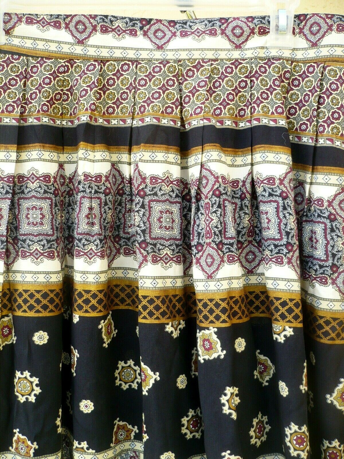 VTG 90S 2X MICHAEL TAYLOR PLUS PLEAT BLACK GOLD GEOMETRIC INDIA LOOK SKIRT WOMEN