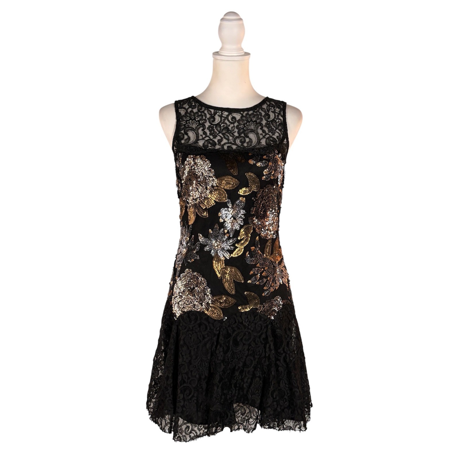 90s Nicole Miller Lace Sequins Dress Women’s 2 Goth Glam Dark Fairy Whimsigoth