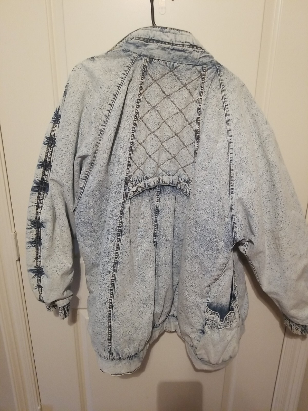 Vintage 1980s Learsi Denim Light Wash Coat Size 20W Puffer Pockets Zip RARE
