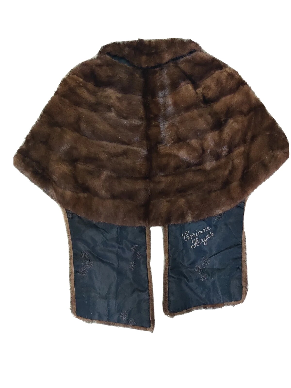 Vtg Genuine Fur Mink Stole Reddish Brown Wrap Coat Cape Shawl Titches Dallas