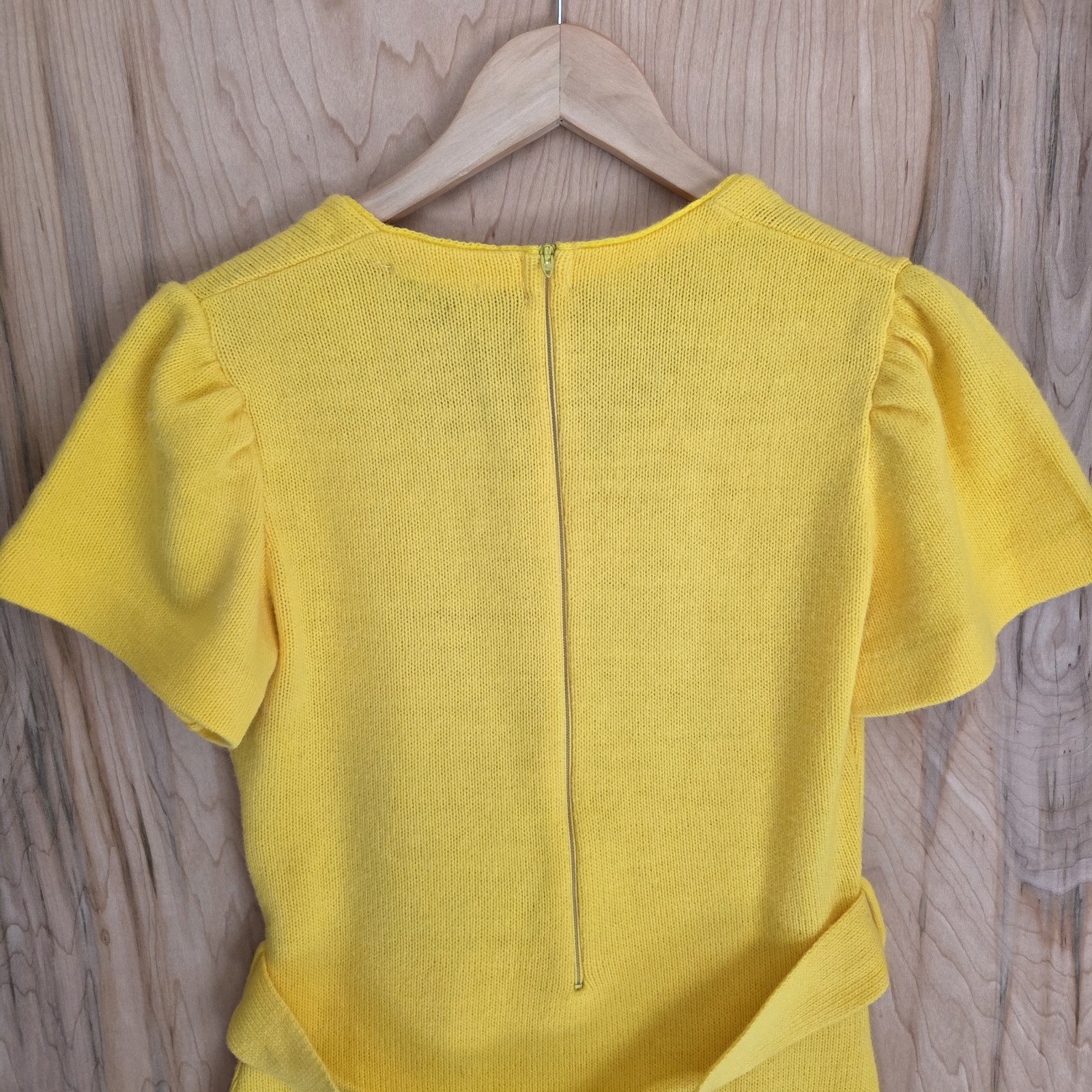 Alberic Beldoch Popper Vintage 60s Yellow Orlon Acrylic Belted Sweater Dress