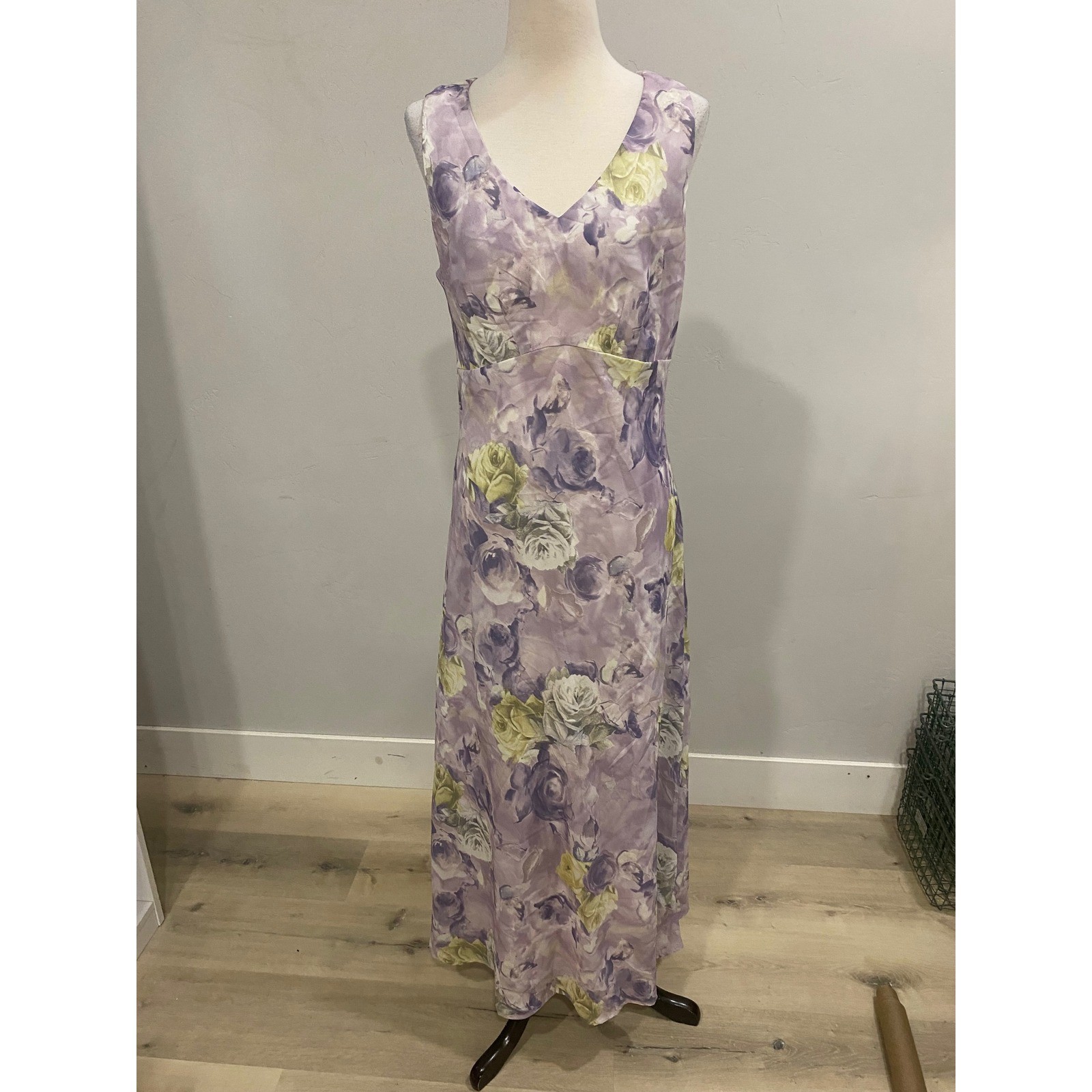 Harlow Dresses Vintage 90s Fairy Boho Satin V-Neck Maxi Dress Deadstock NWT 10