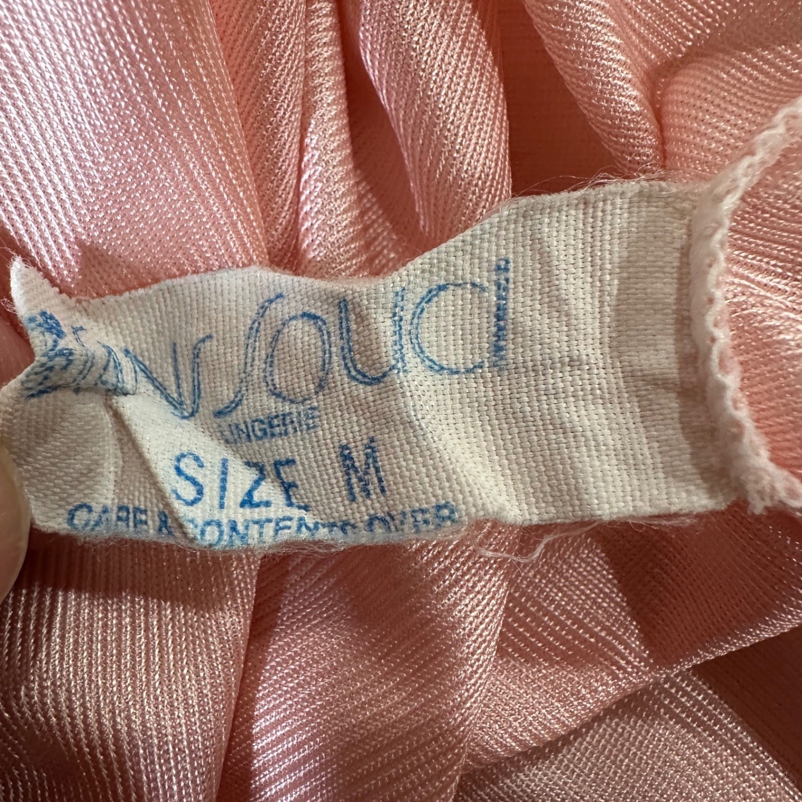 Vintage Sans Souci Lingerie Pink Lace Trim Maxi Nightgown Sleepwear Size M USA