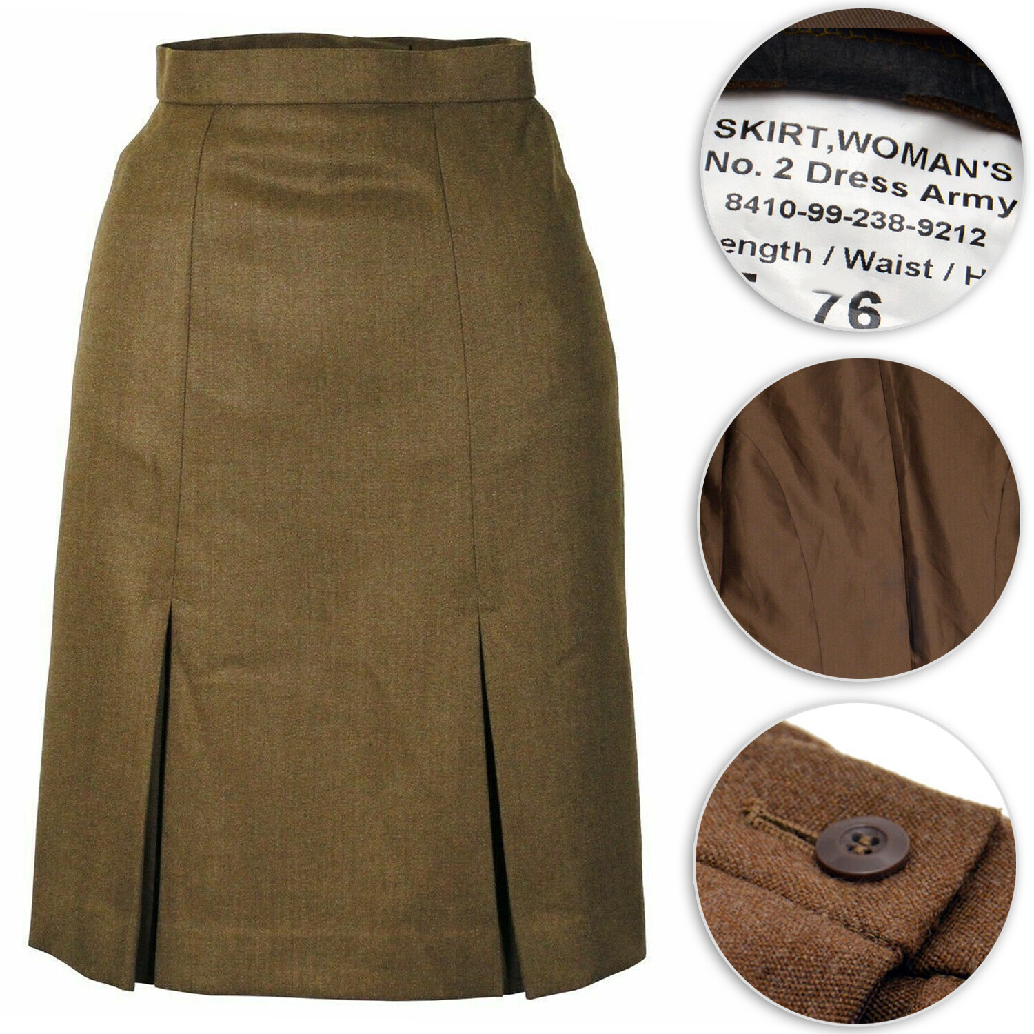 100% Wool Skirt Formal Genuine British Army Woman’s No 2 FAD Brown Dress Uniform