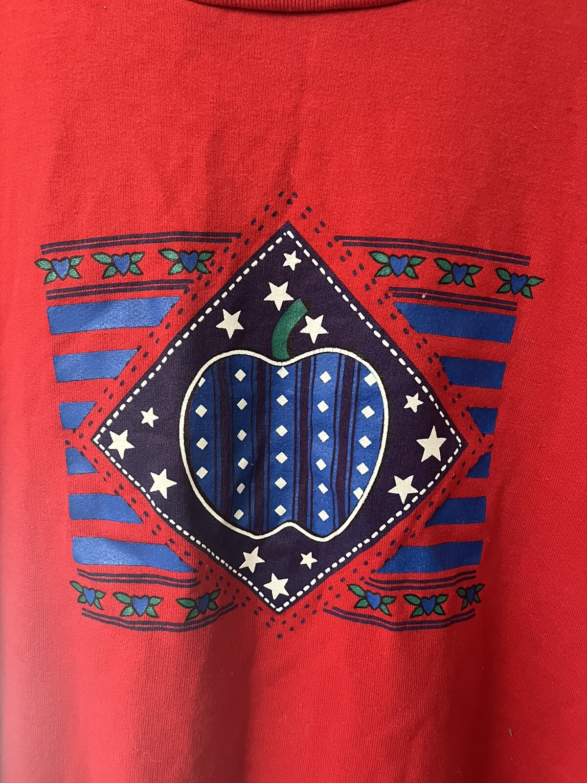 Act 3 Classics Vintage Grandma Sweater Granny core Apple Blue Red
