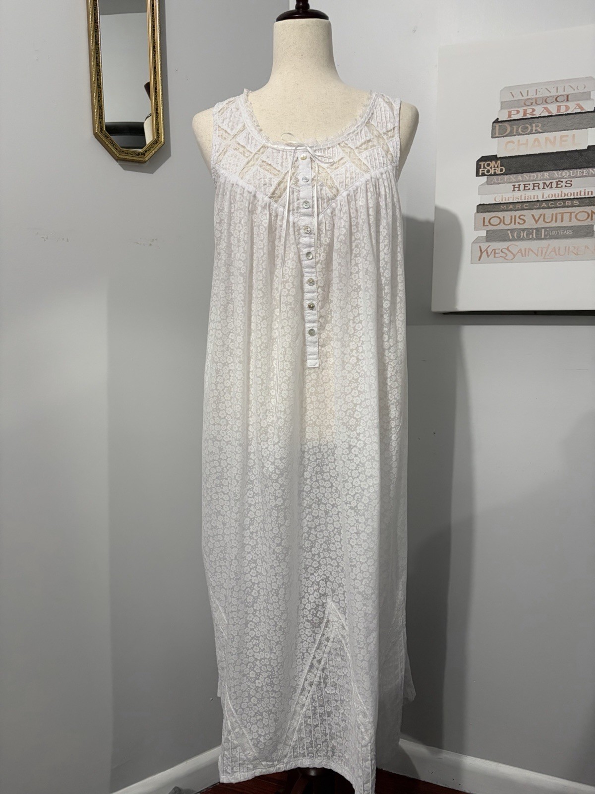 Vintage Eileen West Cotton Blend Nightgown