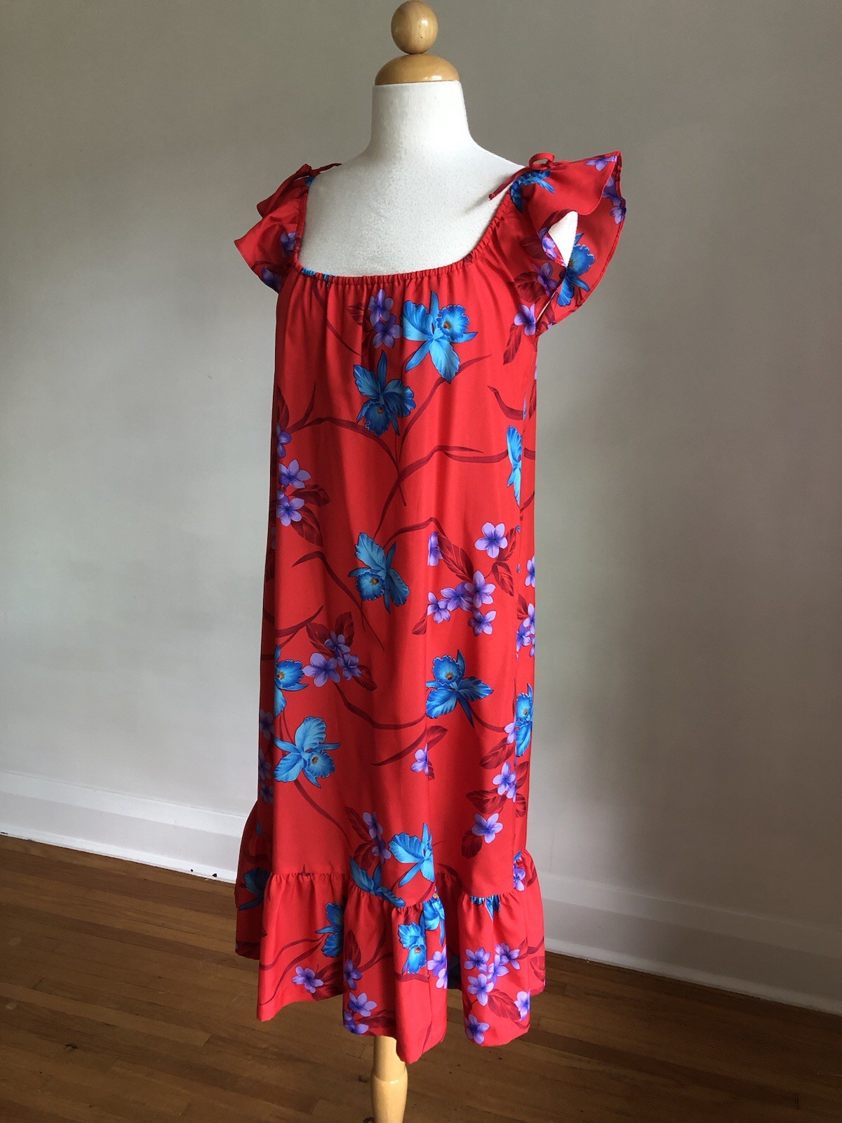 ADORABLE VTG ROYAL HAWAIIAN Made In Hawaii Red Floral Tropical Aloha Sundress 6