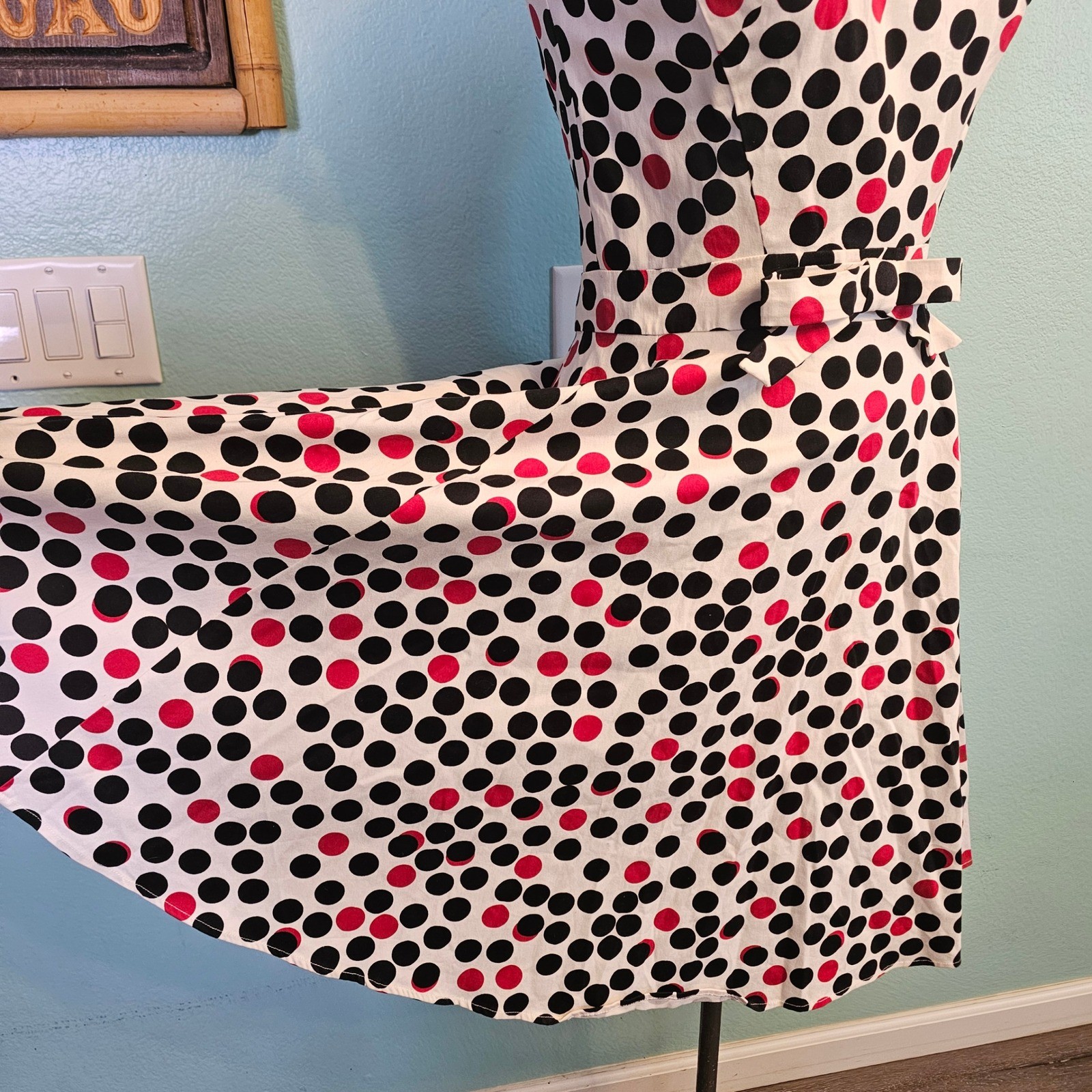 Tatyana Alika Polka Dot Fit Flare Dress XL Retro Rockabilly Pinup