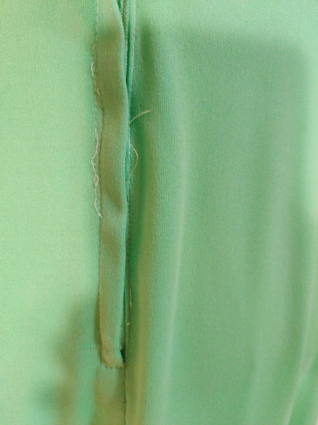 Vintage 60s 70s Maxi Hostess Dress Sz Small White Mint Green V-neck Collar