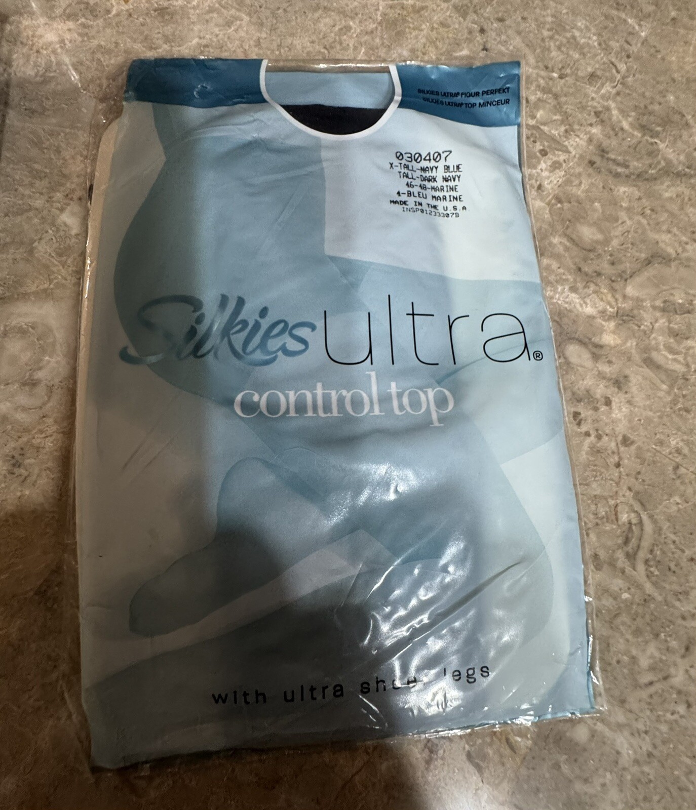 VINTAGE SILKIES ULTRA CONTROL TOP PANTYHOSE! SIZE X-TALL. NAVY BLUE. NEW!