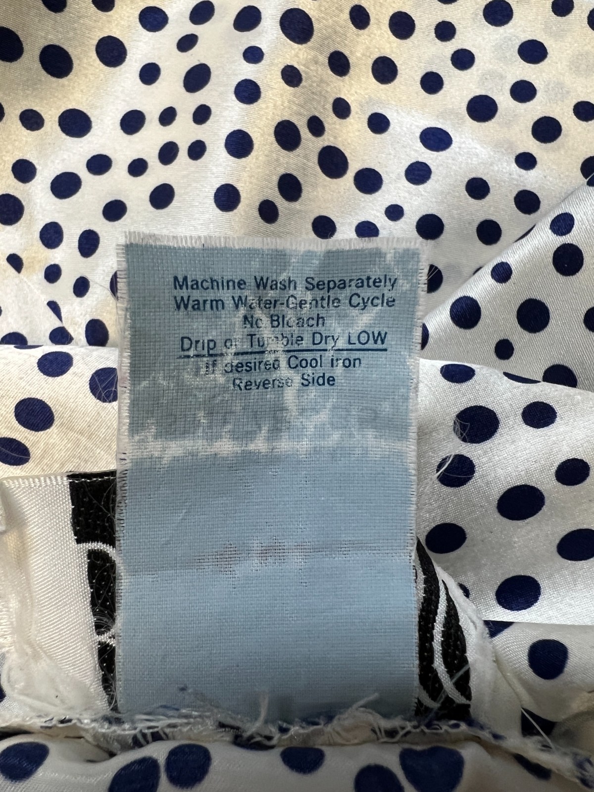 VTG Bill Blass Women’s Medium Satin Bath Robe White w/Blue Polka Dots Belted