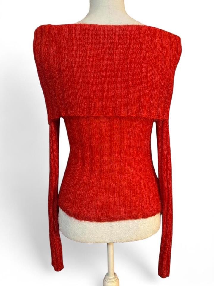 Vintage Red Kid Mohair Off-Shoulder Sweater Size Small