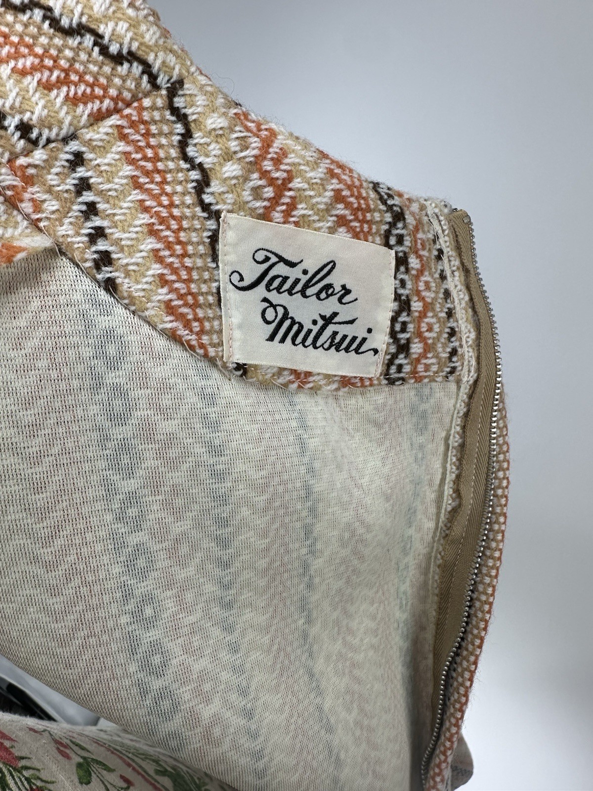 Tailor Mitsui Shift Dress S M BeigeOrange Striped Vintage 60s 70s 80s Women Girl
