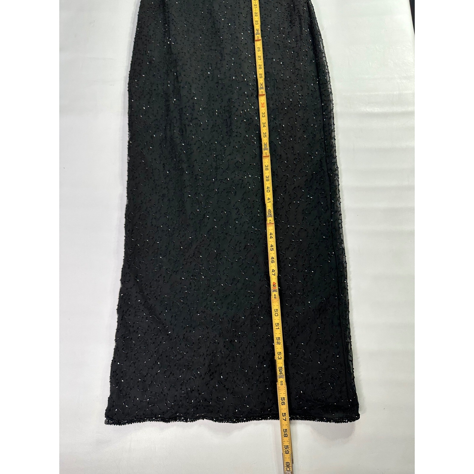 Brilliante by JA Black 100% Silk Beaded Maxi Dress Vintage 90s Formal Gown Sz M