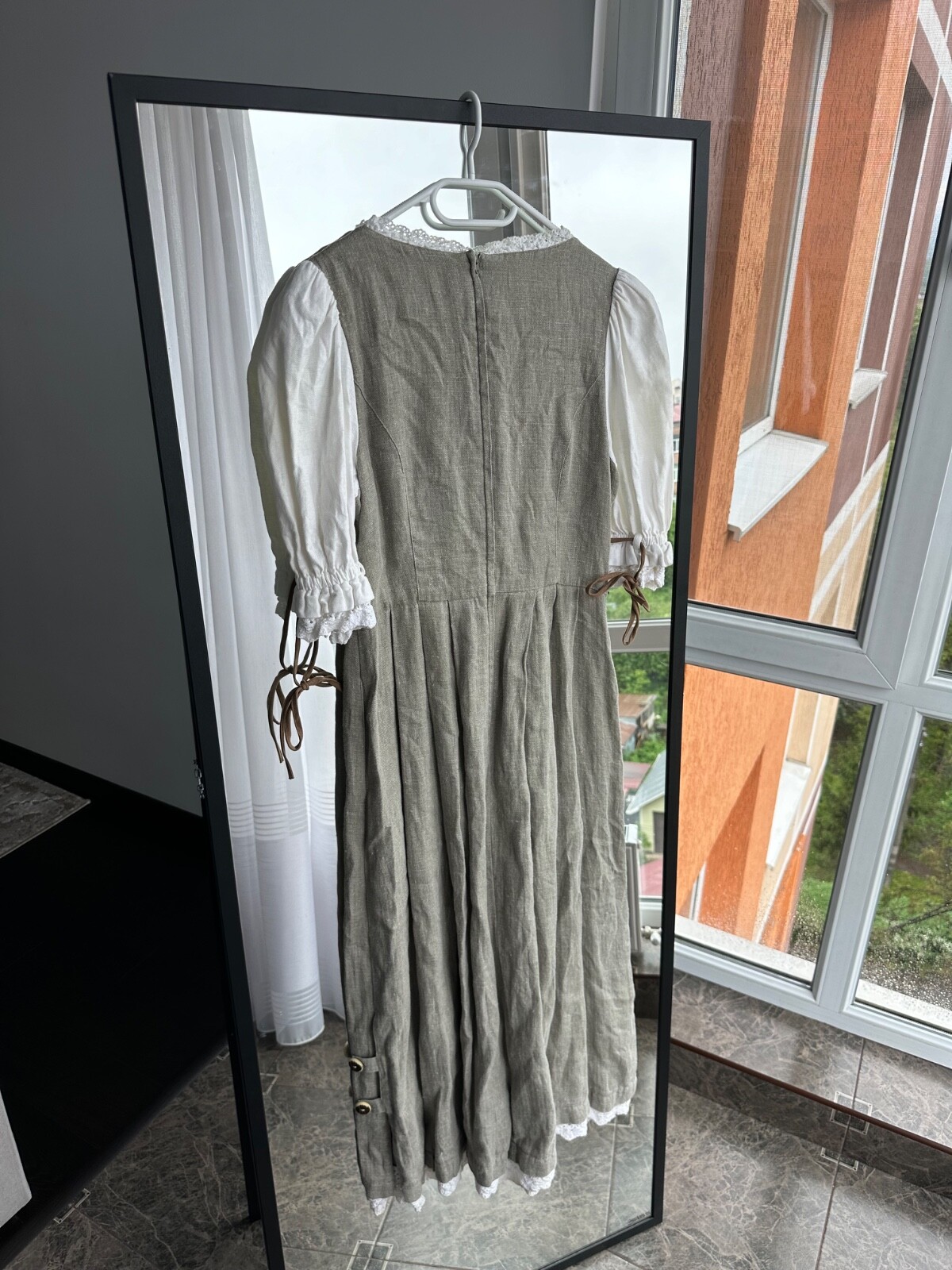 Vintage Hammerschmid Bavarian Austria Style Linen Woman Folk Long Dress Sz M