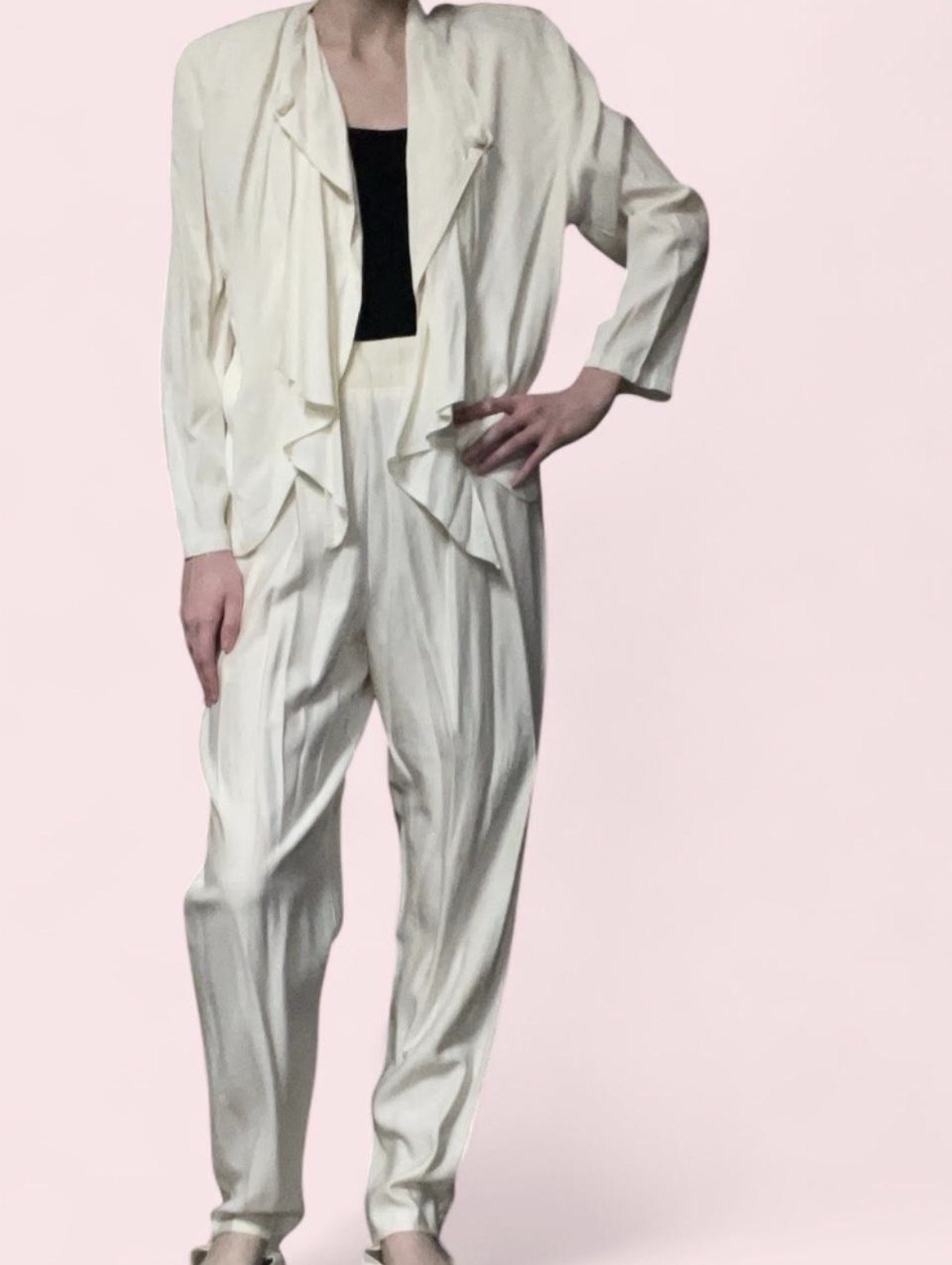 Vintage 80s Cream White pantsuit set