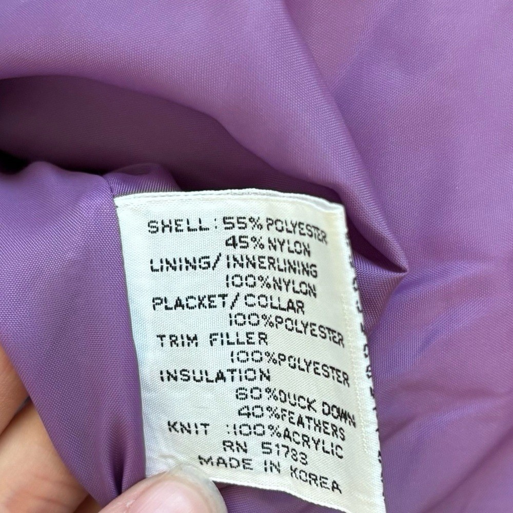 Vintage Sno Down Size Large Lilac Purple Down Filled Trench Coat Winter Outdoor