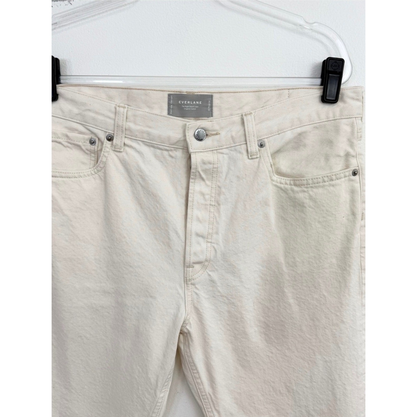 Everlane The Rigid Slouch Jean Ecru Cream High Rise Straight Leg 30