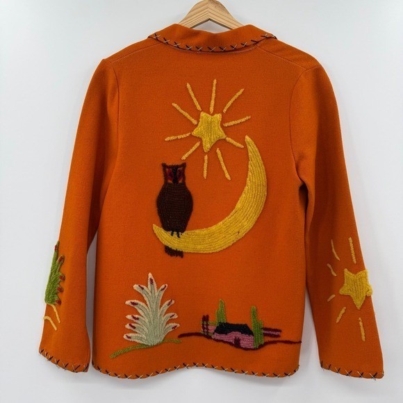 Mexican Souvenir Tourist Jacket wool Rare spooky owl moon Halloween embroidered