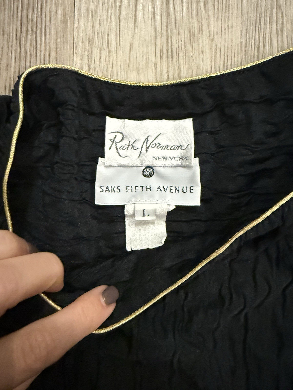 Vintage Ruth Norman New York Saks Fifth Avenue Black Blouse m/l or dress small
