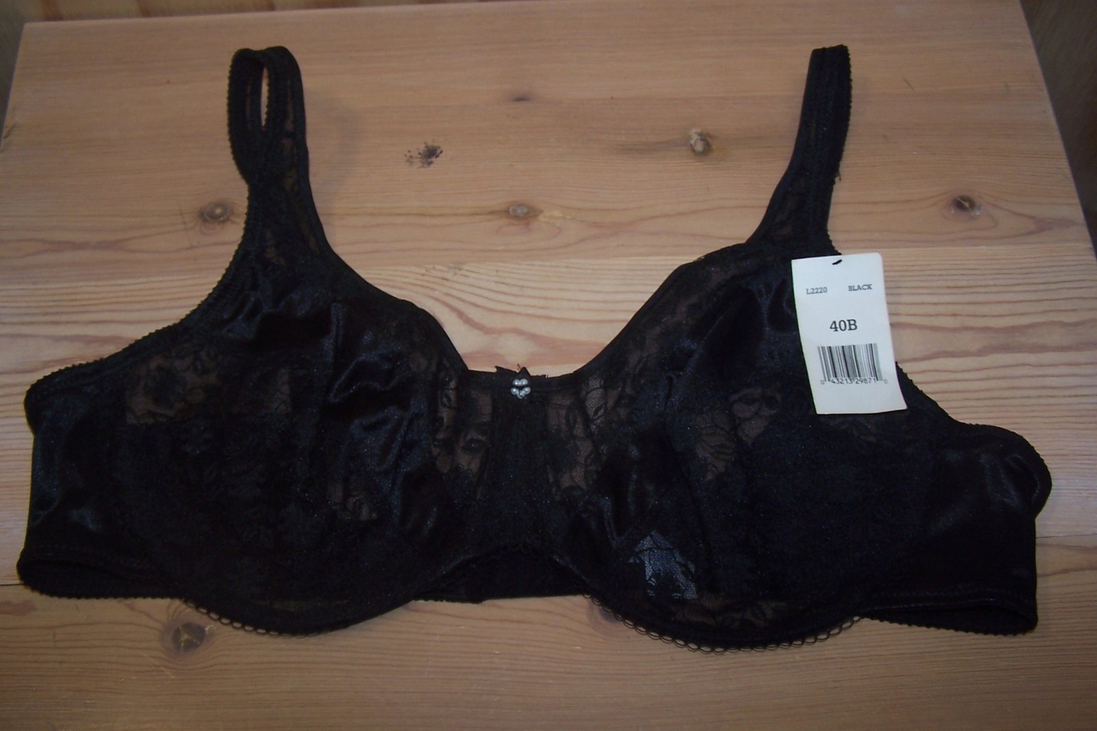 NWT VTG GELMART Black Sheer Lace Underwire Bra #5748N Sz 40B