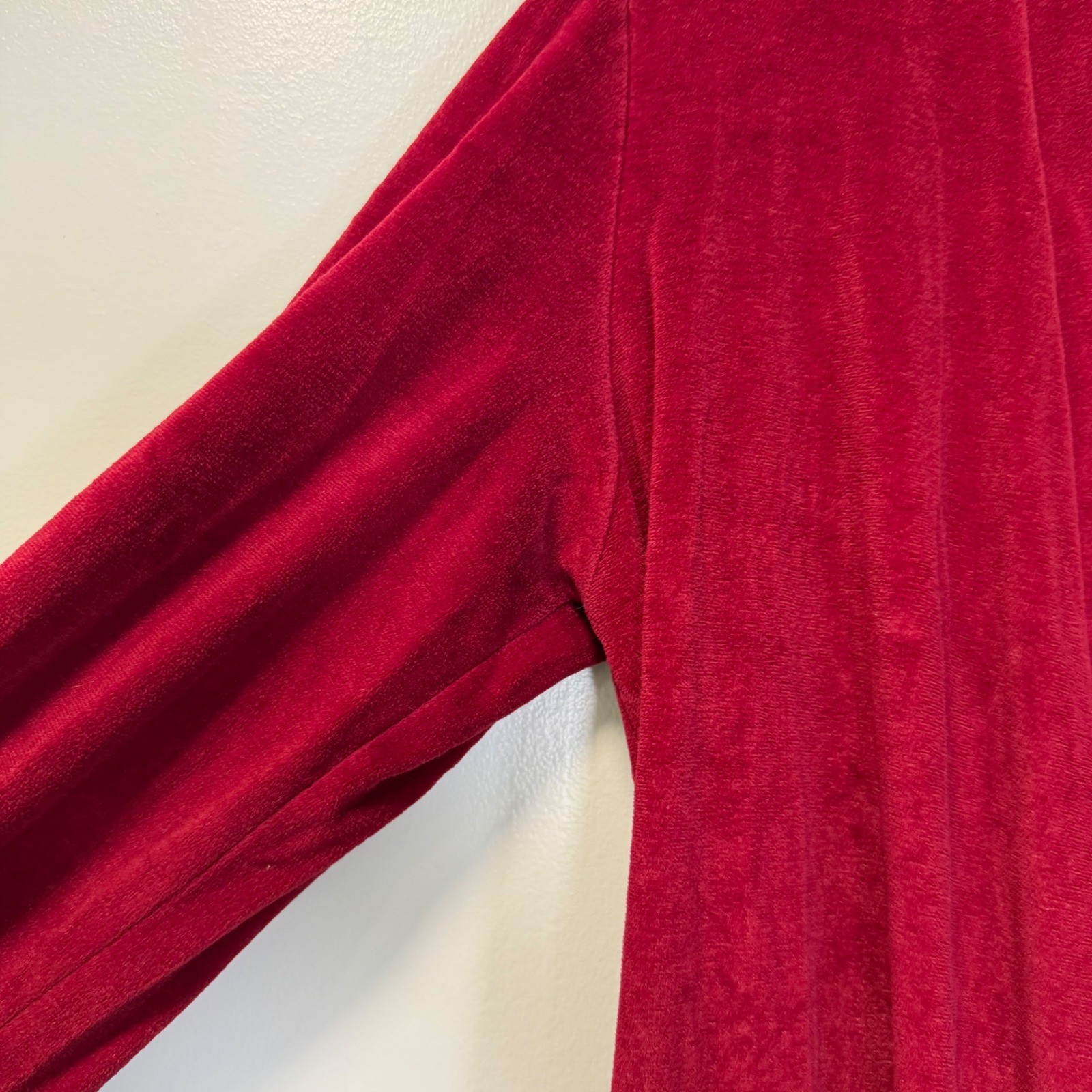 Vintage Paulette New York Red Velour Beaded Pagoda Maxi Hostess Robe Small