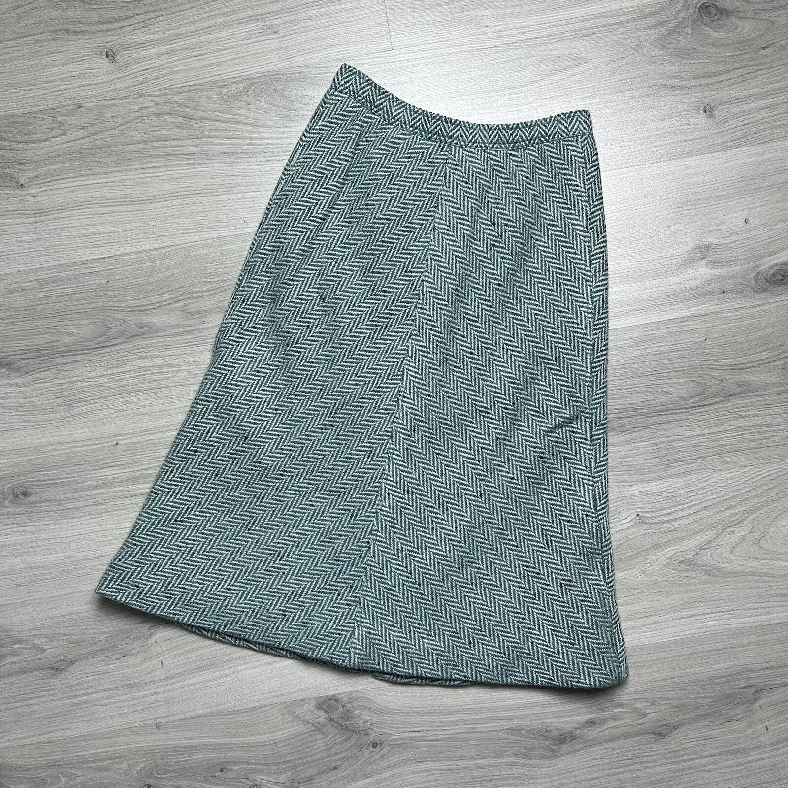 Vintage 1970’s COURREGES Paris Green Wool A Line Skirt