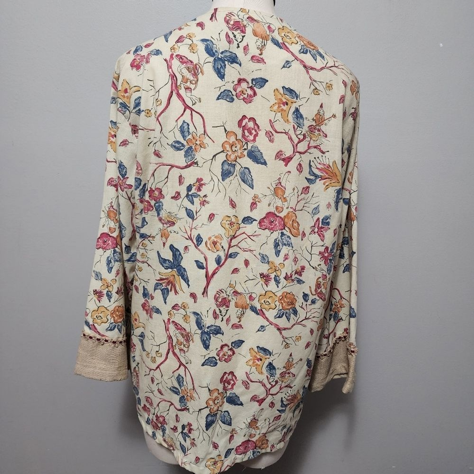 Vintage Kennington California 60s-70s floral cotton blend jute tunic size large