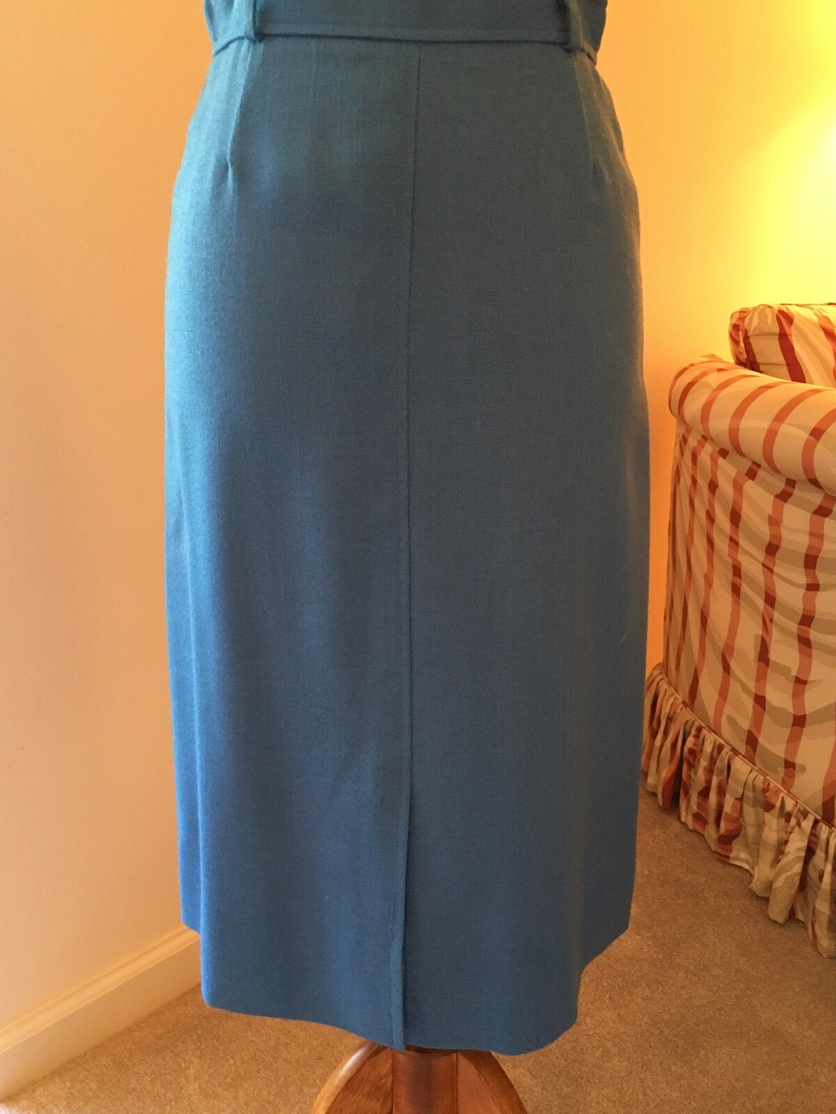 Austin Hill Blue Straight Skirt Fully Lined Size 4 Vintage w/Matching Belt