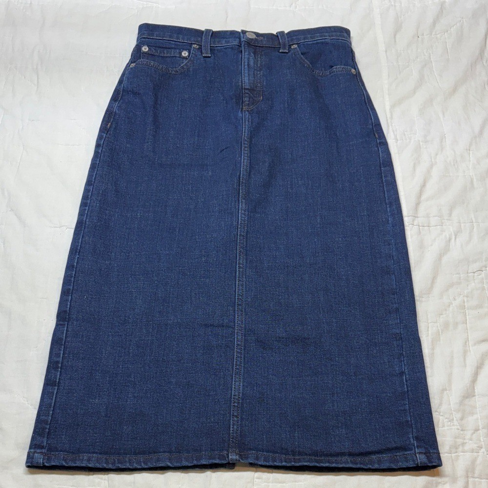 NWT Banana Republic Vintage 90s Y2K High-Rise A-Line Denim Midi Skirt Dark Wash