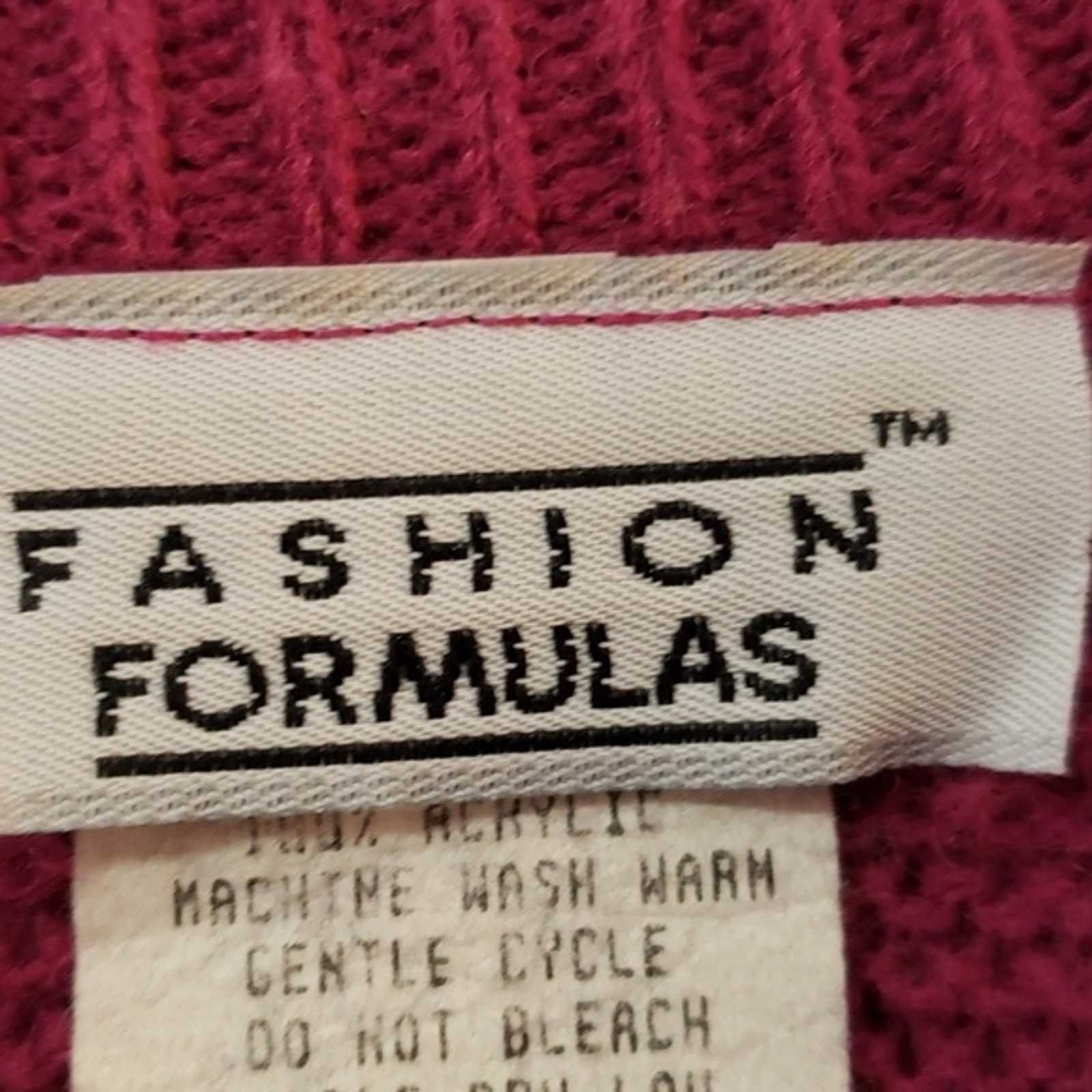 Vtg 90s Fashion Formulas Knit Purple Plum White Sweater Stripe, Leaf Design, Sm