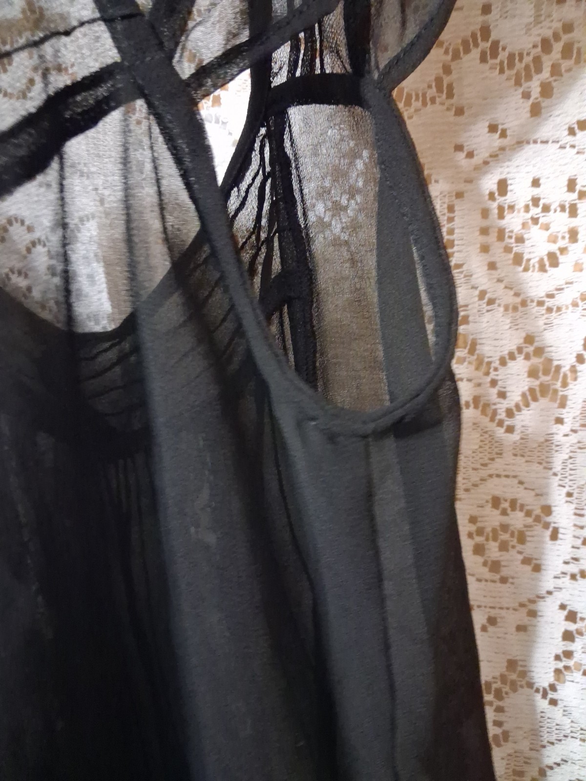 1990’s Vintage Whimsygoth sheer open back blouse with back ties. Size Large.
