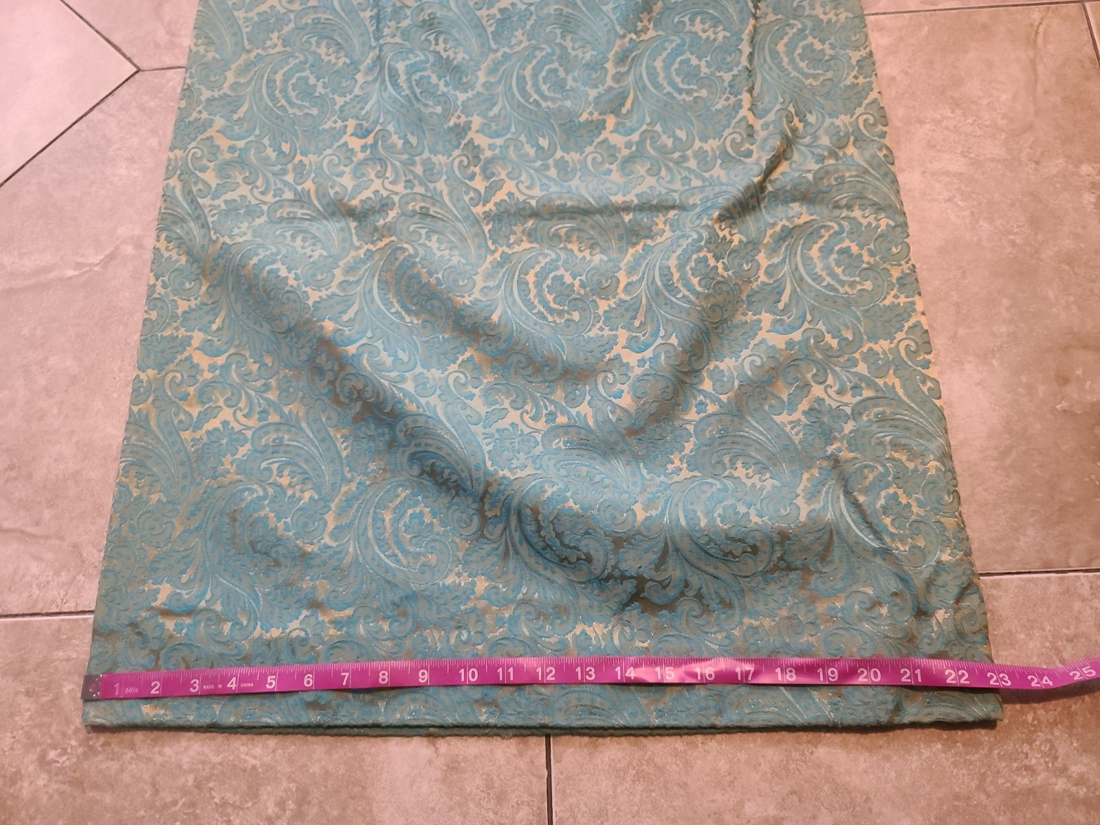VTG 1960s Turquoise Blue & Gold Brocade Maxi Dress Women’s XS Bow Detail