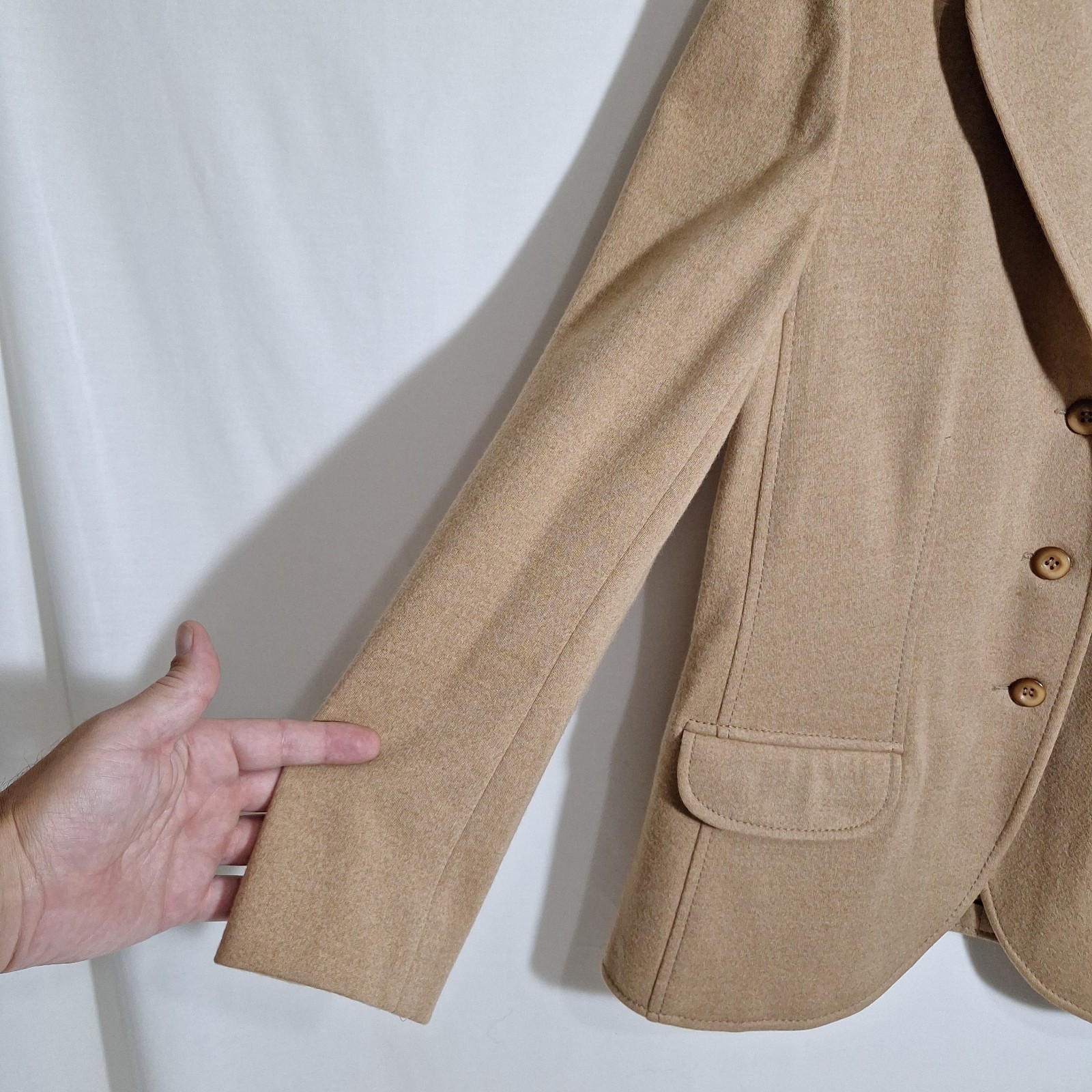 Vintage Bleyle Hooper Camel Wool Pantsuit Set Womens 12 Large Made W Germany 70s