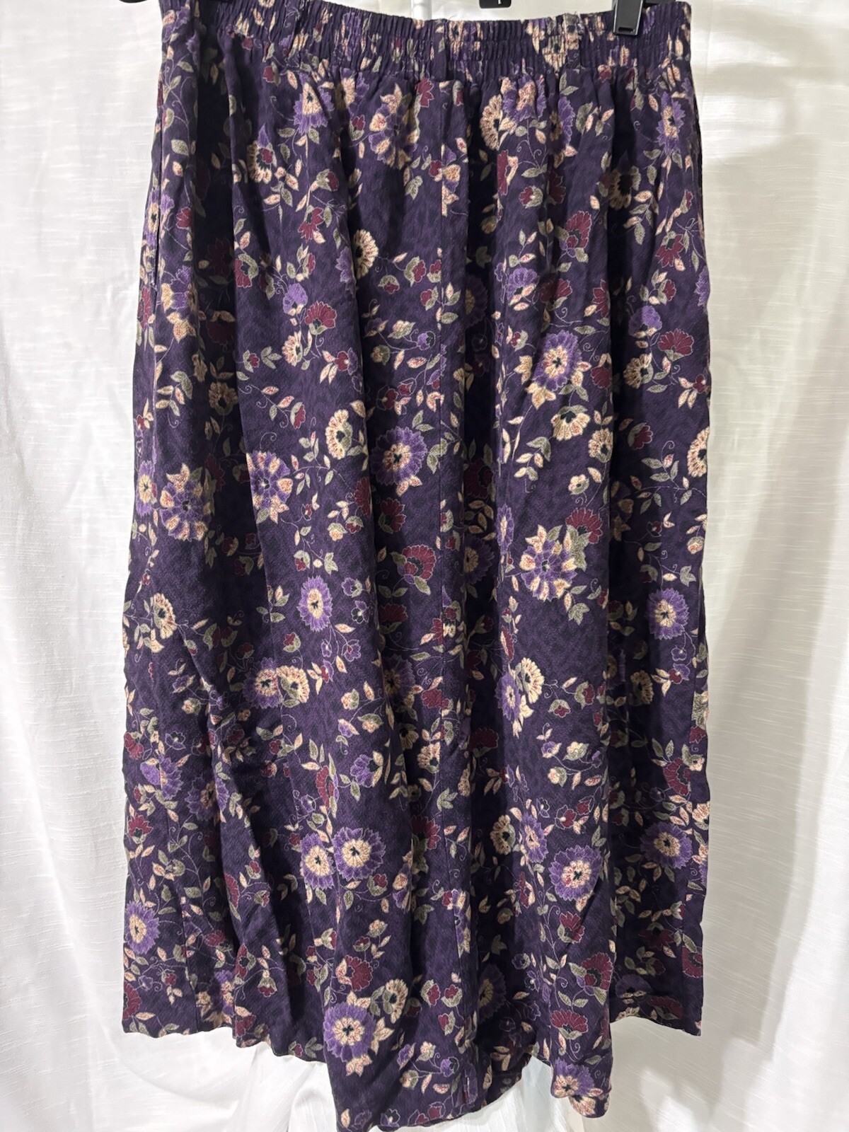 Y2K Boho Cottagecore Purple Flowers Rayon maxi Sag Harbor Skirt Women’s L