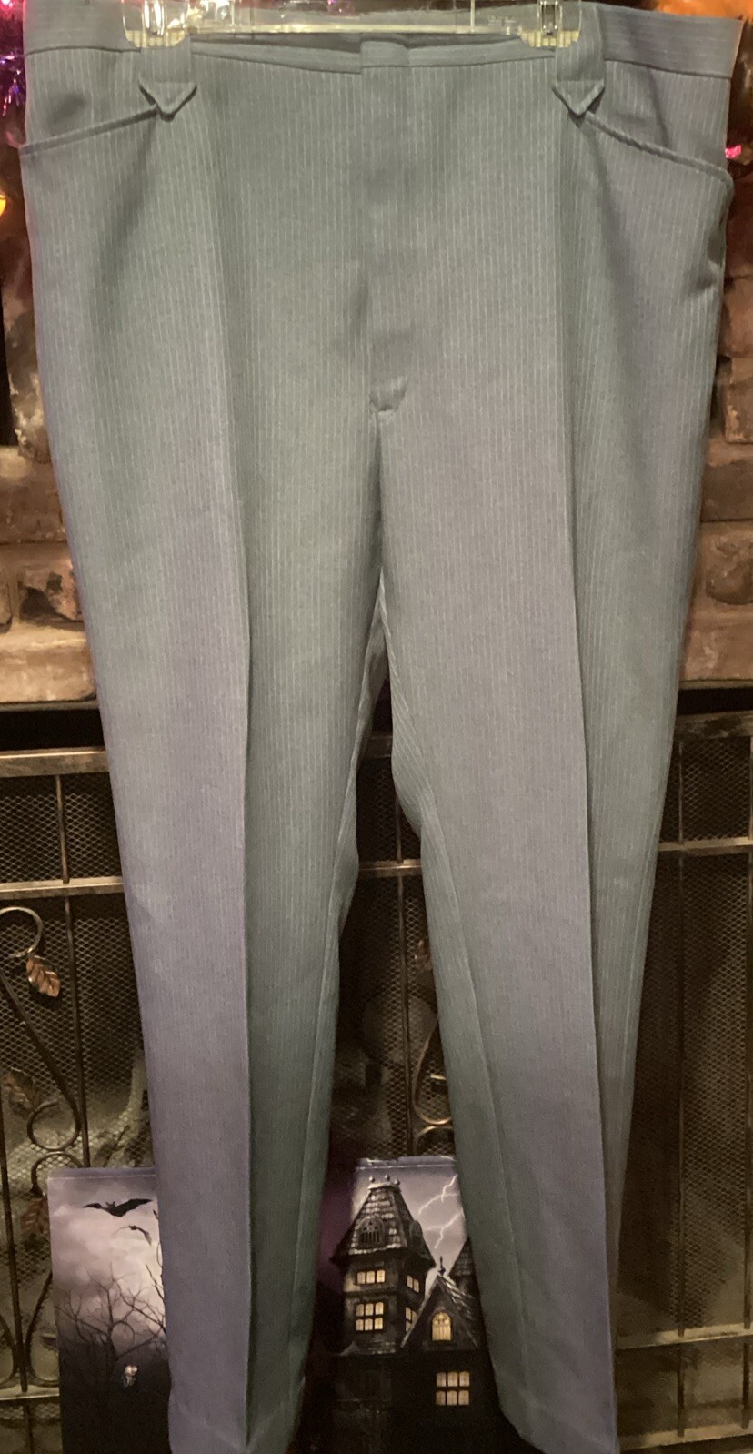 Vtg DC Dee Cee Brand Western Wear Pants Gray Striped 42×33 Pearl Snap