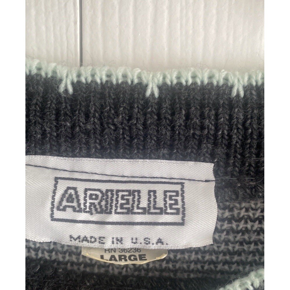 Arielle Vintage Floral Plaid Sweater Womens Size Large Gray Knit Y2K USA