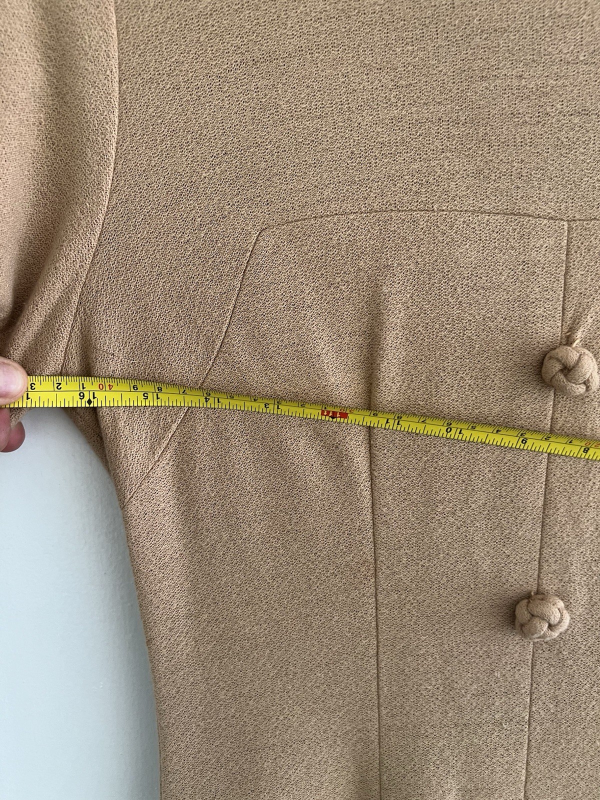 Vintage Lora Lenox Sculptured Charm Dress Tan Short Sleeve 1950s Zip Back