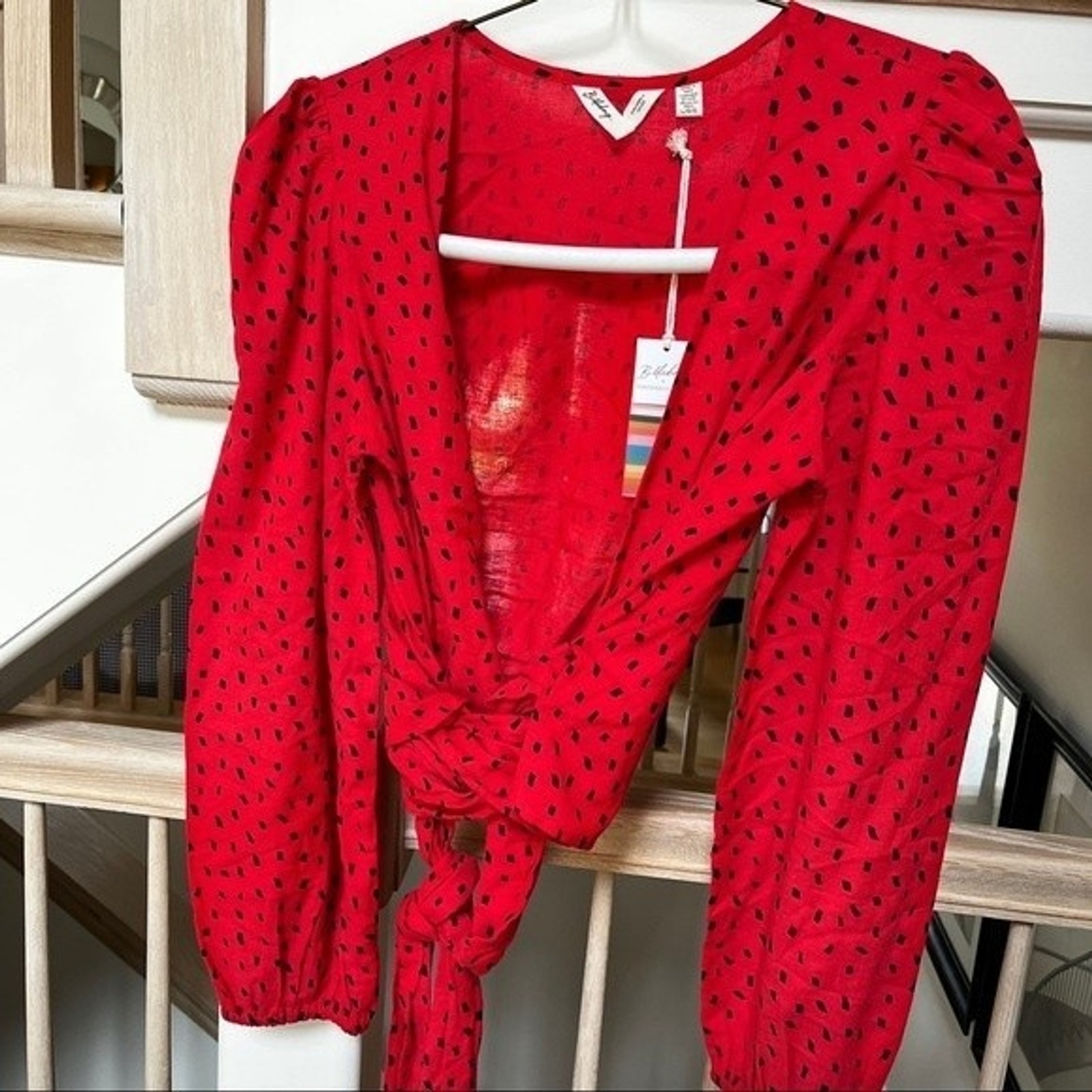 Billabong X Sincerely Jules Wrapped In Love Printed Wrap Top L NWT