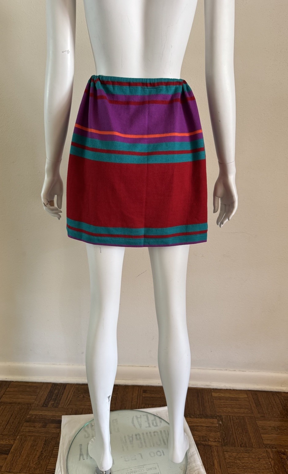 70s Hang Ten Charlies Girls Striped Skirt Tie Waist Mod Surf Swim Skate VTG