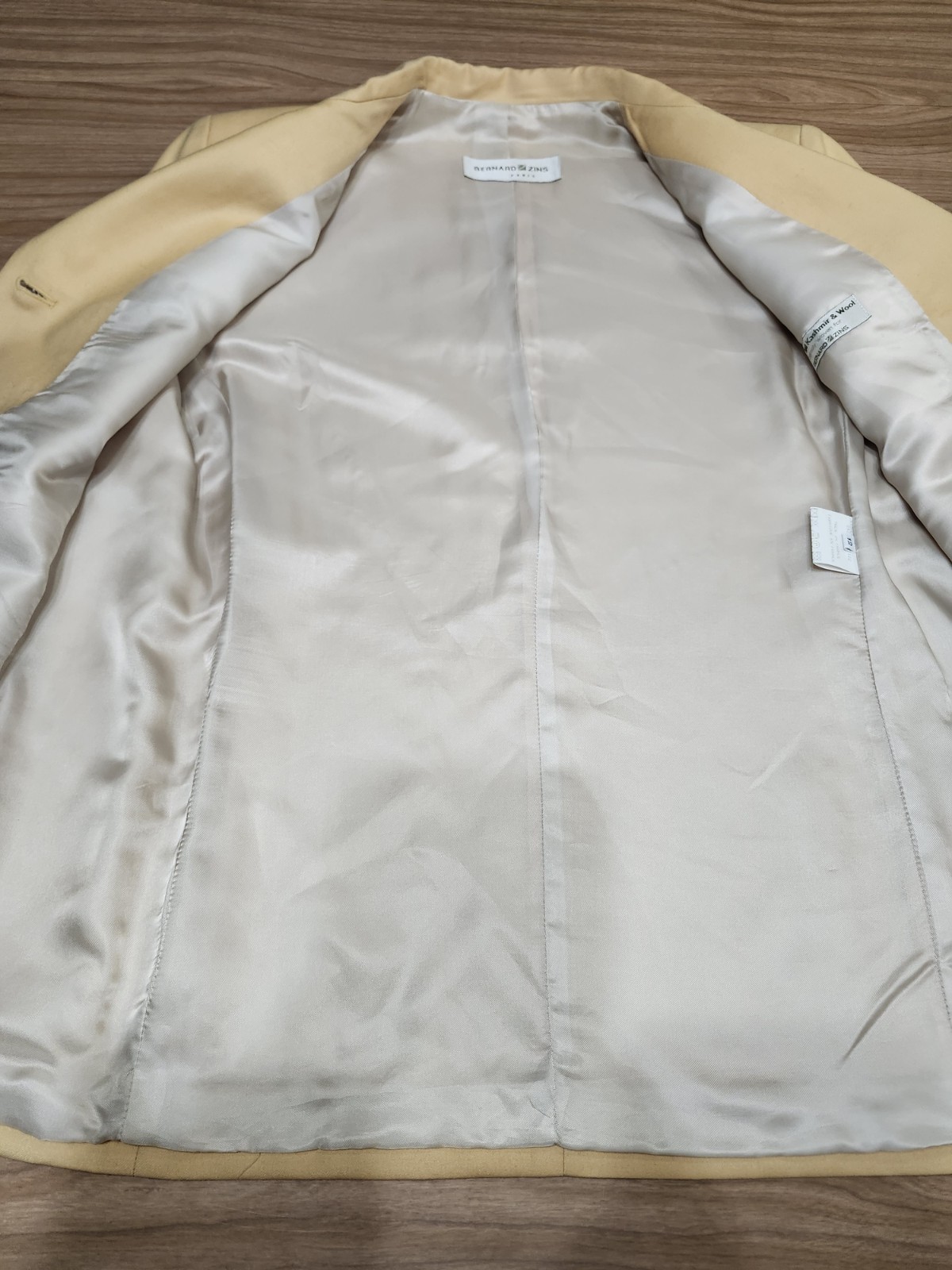 Vintage Bernard Zins Paris Womens Blazer 100% Wool And Cashmere Sz 14 Yellow…