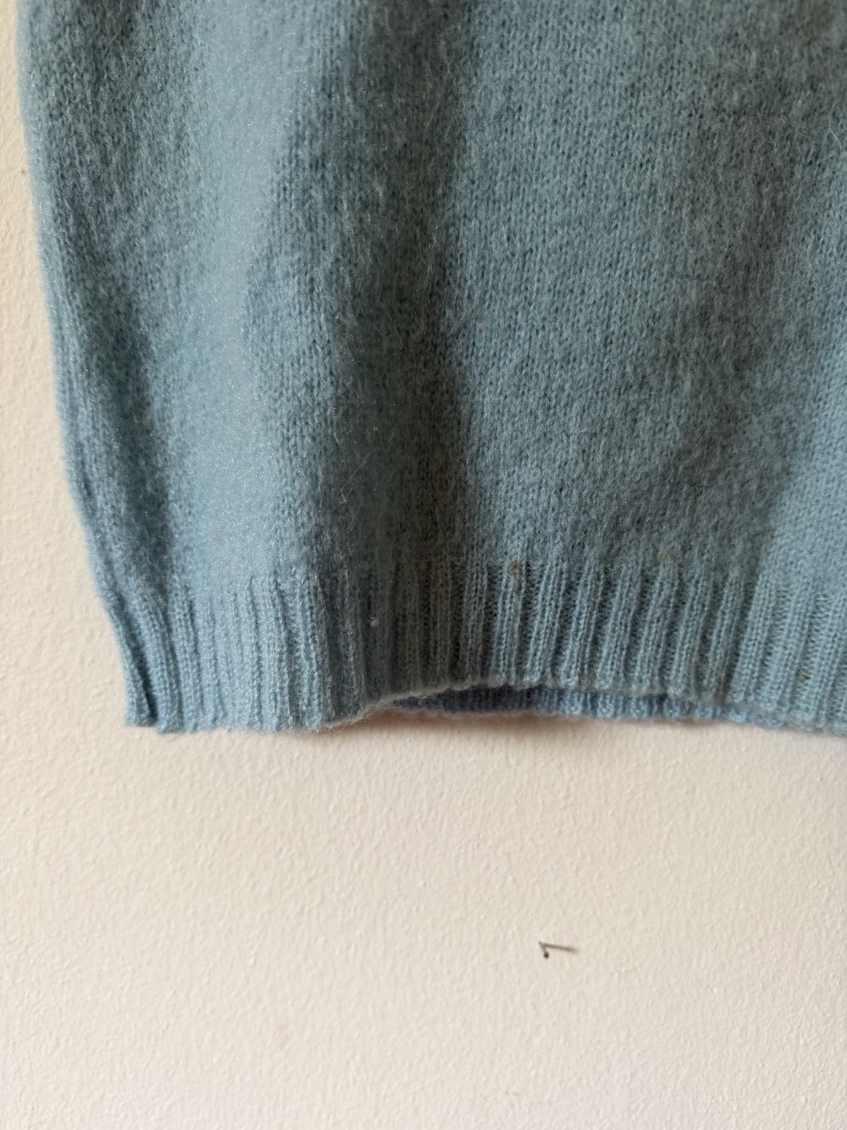 Vintage 60s 70s Baby Blue Mohair Wool Blend Sleeveless Top Size S/M Shagora
