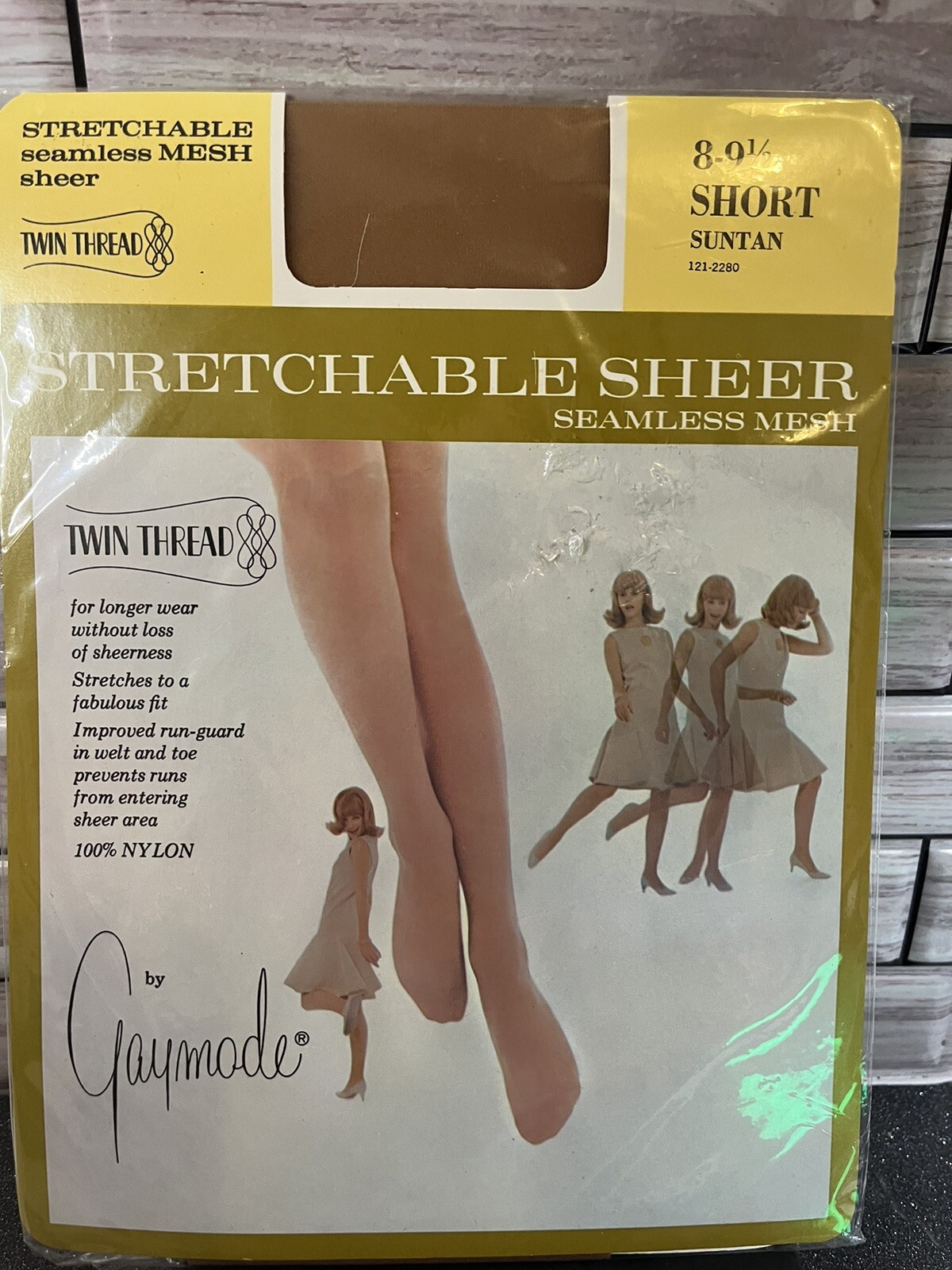 NEW Vintage 1960s Penney’s GAYMODE Suntan Seamless Stockings Sz Short 8/9.5 NOS