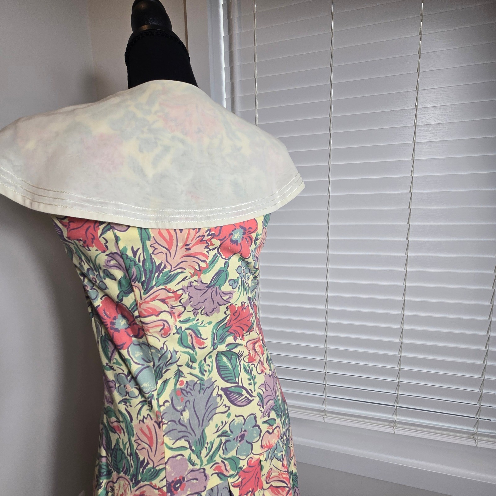 Laura Ashley Sailor Collar Dress Praire Womens 8 Multicolor Vintage Floral (D4)